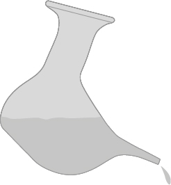 Zeichnung eines Lampenfüllers aus Glas.