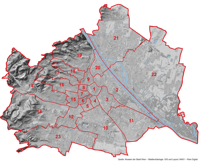 Die Wiener Bezirke  Stadtarchäologie Wien